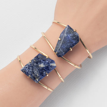 Sodalite freeform faceted cuff bracelet