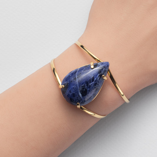 Sodalite pear cuff bracelet