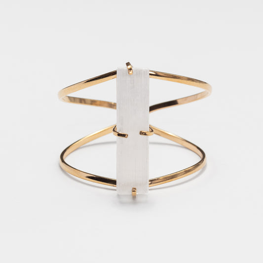 Raw selenite bar cuff bracelet