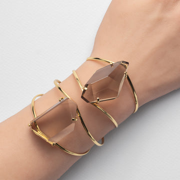 Freeform faceted chunky smoky quartz cuff bracelet