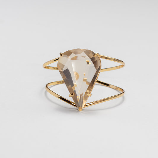Smoky quartz faceted pear cuff bracelet