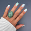 Green quartz oval cabochon ring