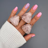Rose quartz puffy triangle ring