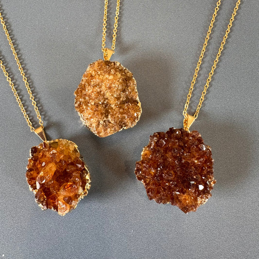 Bezel Brazilian druzy citrine necklace