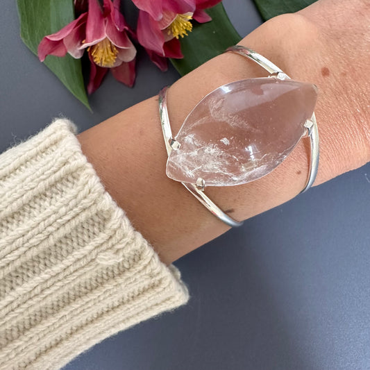 Clear crystal marquise gold cuff bracelet