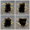 Black obsidian freeform faceted cuff bracelet