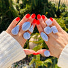 Blue lace agate mixed-shape cabochon rings