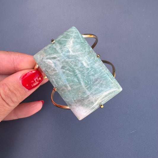 Amazonite baguette cuff bracelet