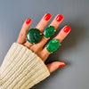 Malachite oval cabochon ring