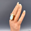 Larimar pear-shaped cuff ring