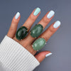 Green quartz oval cabochon ring