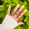 Freeform faceted smoky quartz crystal ring