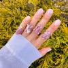 Raw pink tourmaline slice ring in matrix