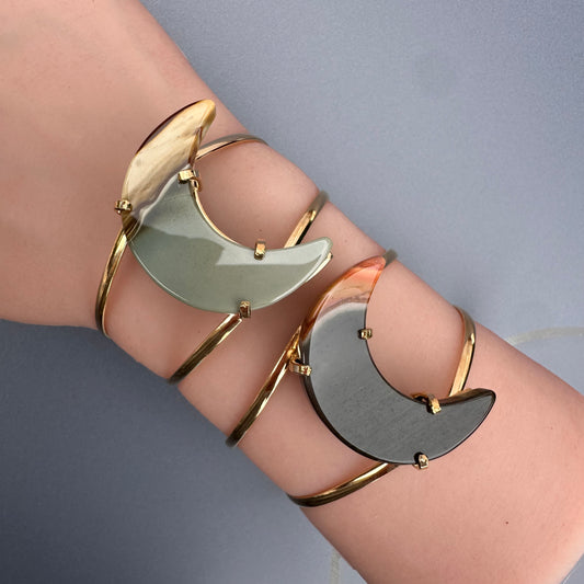 Mookaite crescent moon cuff bracelet