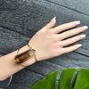 Freeform faceted bulky smoky quartz cuff bracelet