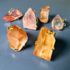 Chunky freeform faceted pink lemurian crystal statement ring
