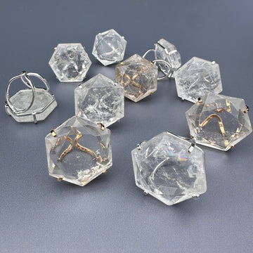Crystal hexagon ring
