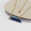 Raw blue kyanite connector necklace