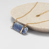 Raw blue kyanite connector necklace