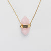 Rose quartz double terminated connector necklace