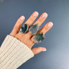 Moss agate mixed-shape cabochon rings