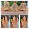 Freeform faceted rutilated quartz ring