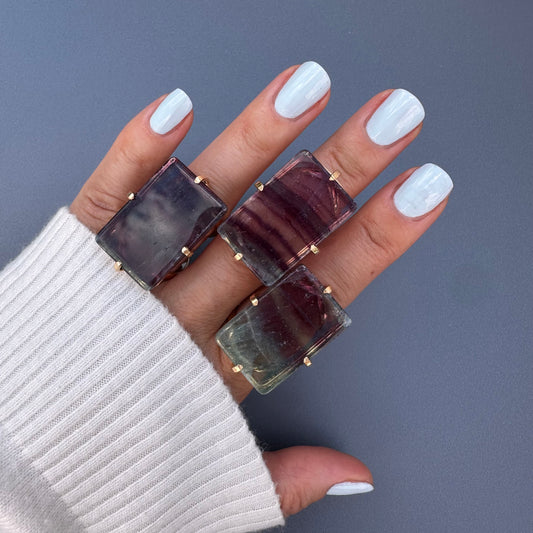 Fluorite baguette ring