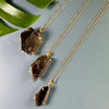 Freeform faceted smoky quartz statement necklace