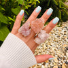Druzy pink amethyst crystal cluster statement ring
