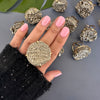 Cocktail large pyrite disk ring