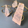 Chunky freeform faceted rose quartz statement cuff bracelet
