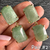 Chunky freeform faceted green quartz double drop dangle earrings