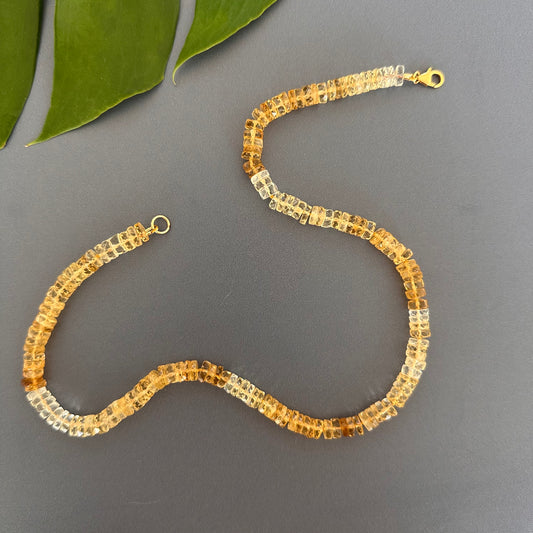Shaded citrine heishi knotted necklace