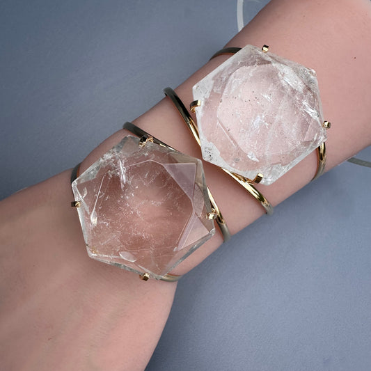 Medium crystal hexagon cuff bracelet
