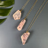Oversized freeform faceted rose quartz pendant