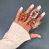 Druzy pink amethyst crystal cluster statement ring