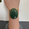 Green quartz oval cabochon cuff bracelet