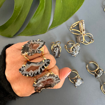 Black geode freeform slice ring