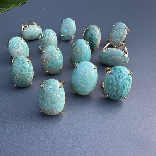 Amazonite oval cabochon ring