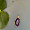 Purple agate slice pendant