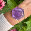 Purple amethyst hexagon cuff bracelet