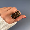 Smoky quartz cut stone ring