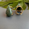 Dark green quartz pear shaped ring