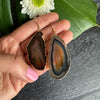 Brown agate slice hook drop earrings