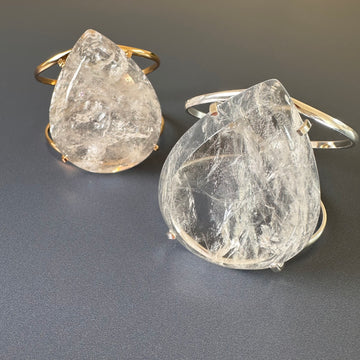 Crystal pear-shaped faceted cuff bracelet