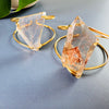 Chunky freeform faceted garden quartz statement cuff bracelet