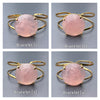 Rose quartz round cuff bracelet