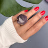 Purple amethyst large hexagon ring