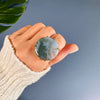 Moss agate mixed-shape cabochon rings