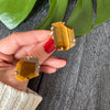 Freeform faceted tiger's eye ring